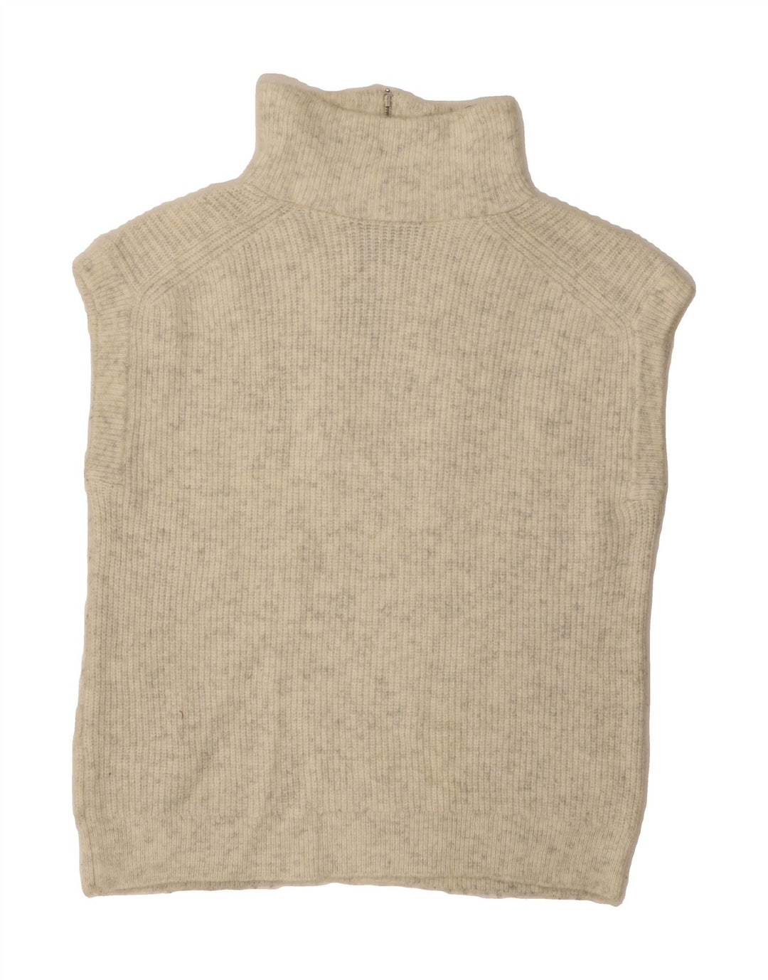 MARKS & SPENCER Womens Oversized Zip Neck Jumper Sweater UK 10 Small Beige Vintage Marks & Spencer and Second-Hand Marks & Spencer from Messina Hembry 