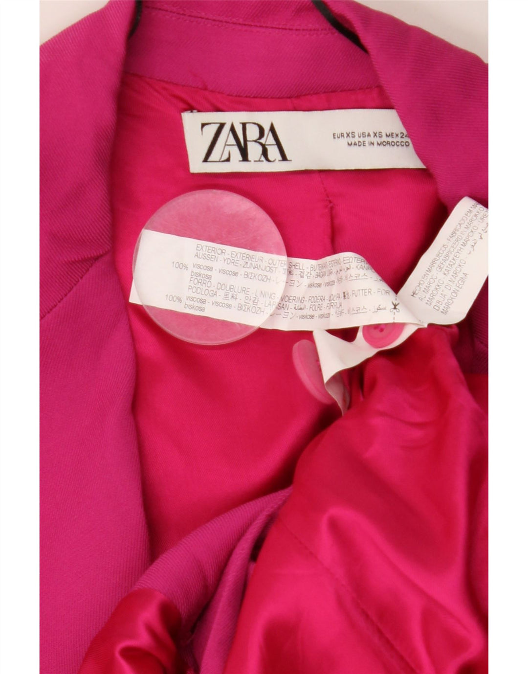 ZARA Womens Loose Fit Double Breasted Blazer Jacket UK 6 XS Pink Viscose