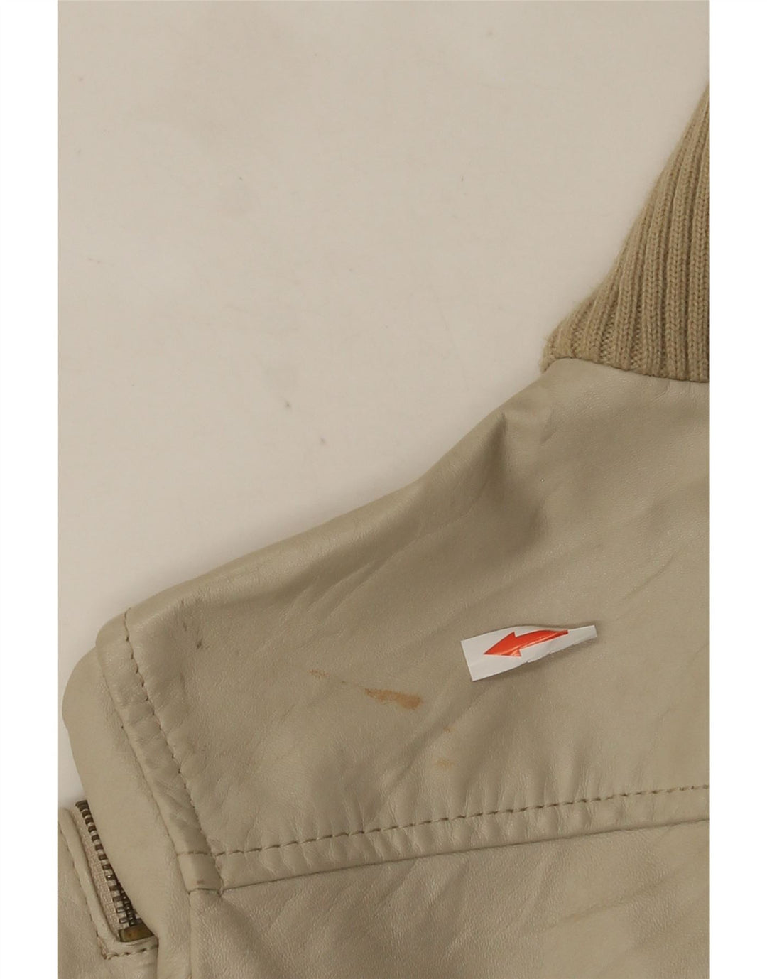 Mango Womens Leather Jacket UK 12 Medium Beige