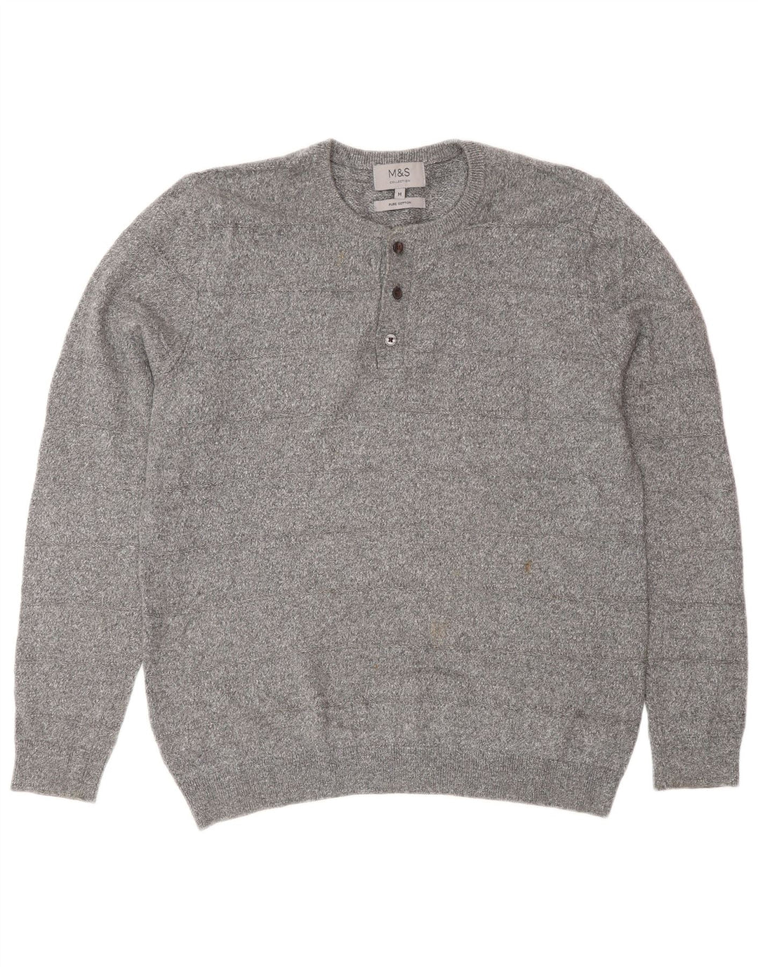 Marks & Spencer Mens Crew Neck Jumper Sweater Medium Grey Cotton