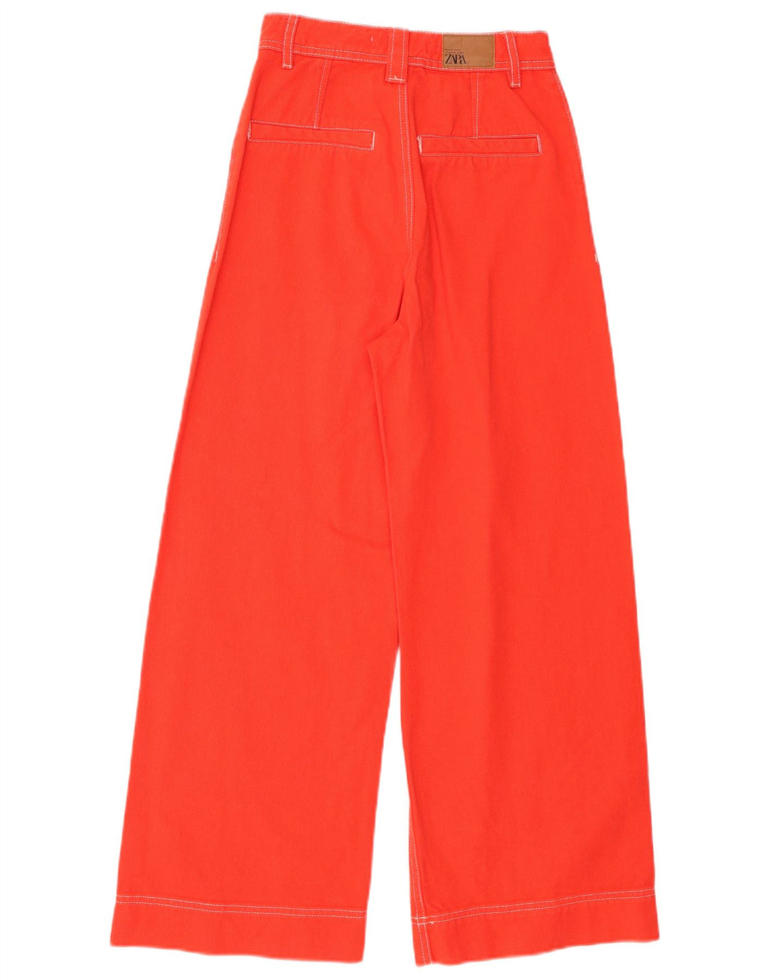 ZARA Womens High Waist Wide Leg Casual Trousers EU 32 2XS W22 L26 Orange