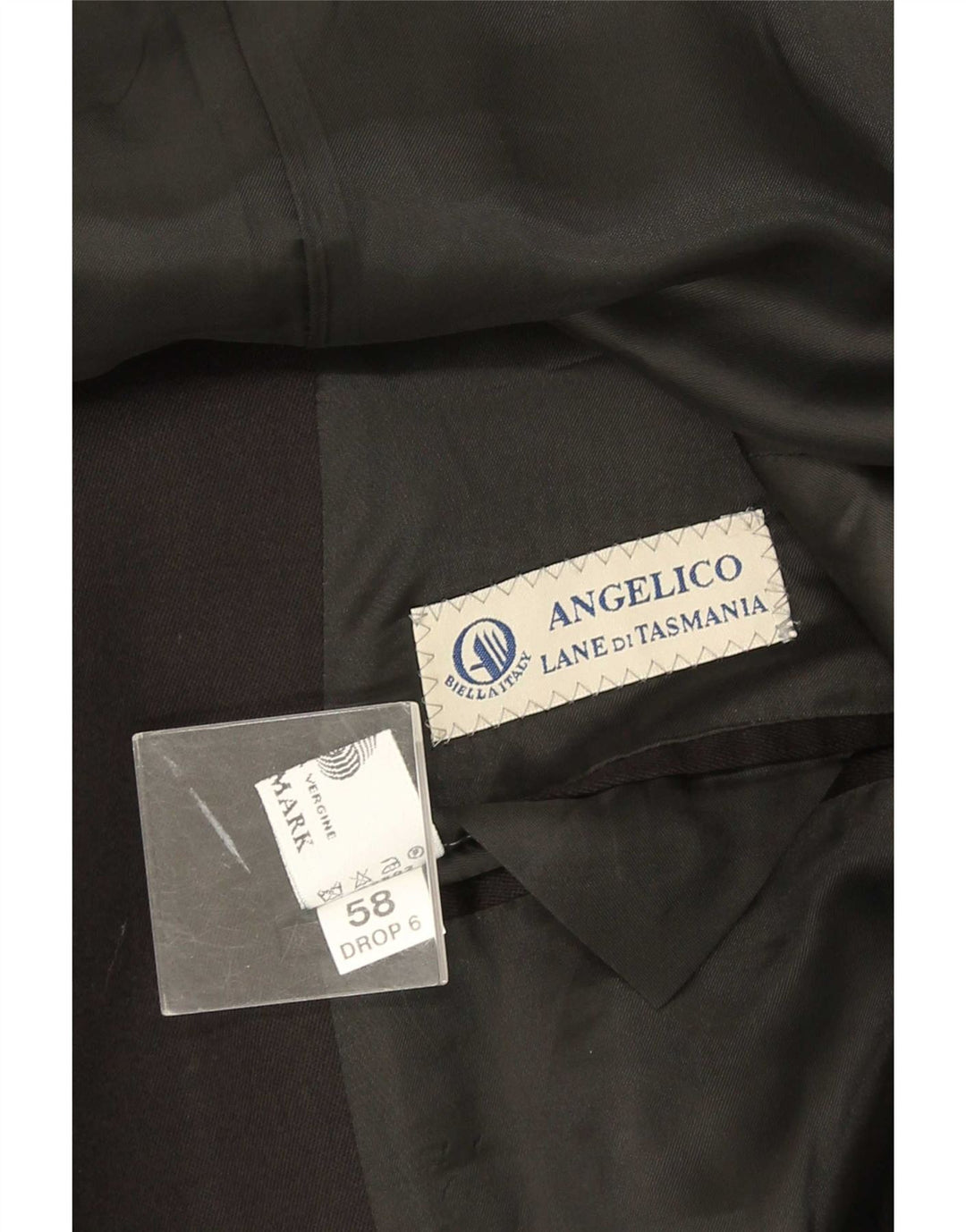 Angelico Mens Double Breasted Blazer Jacket IT 58 4XL Black Wool