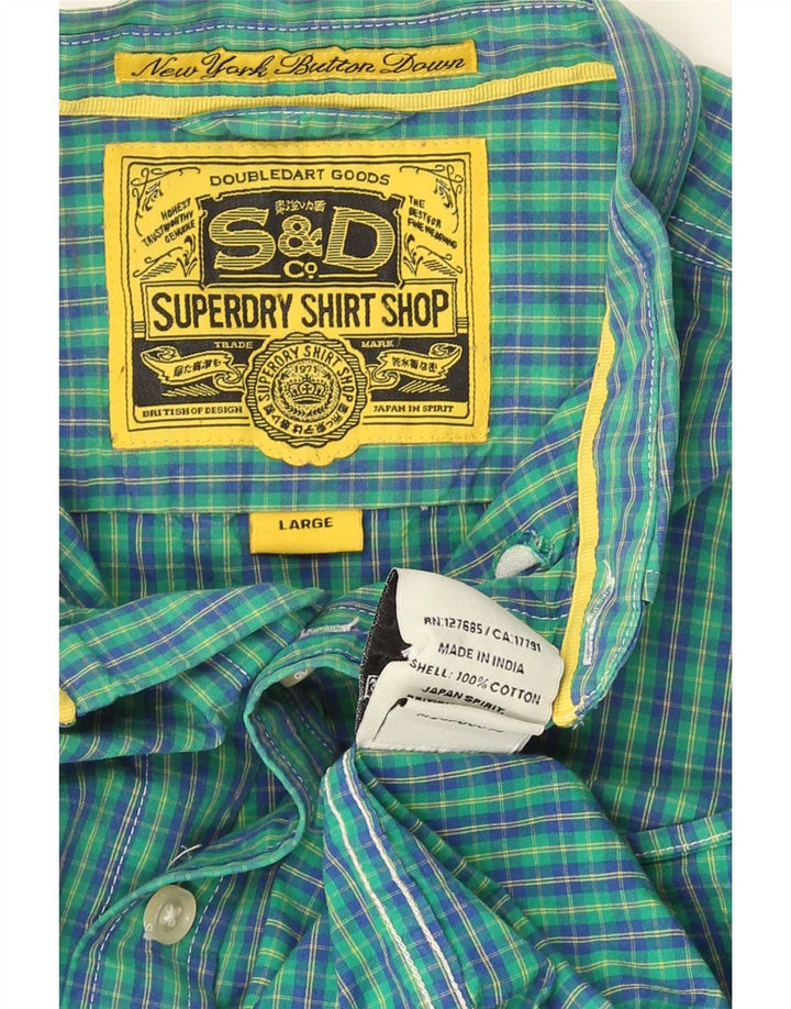 Superdry Mens Shirt Large Blue Check Cotton