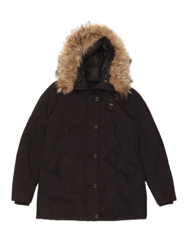 Blauer Womens Hooded Oversized Padded Jacket UK 10 Small Black Cotton