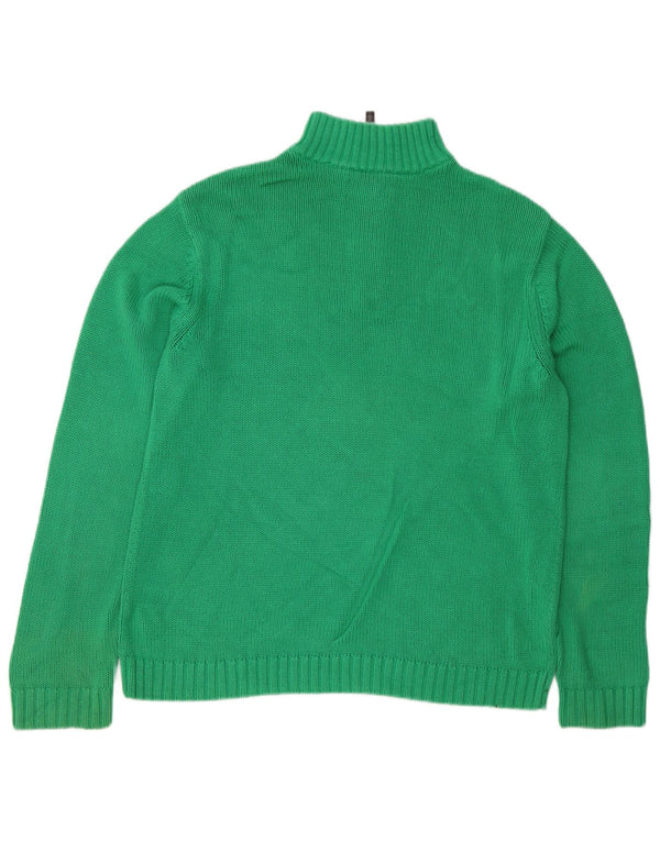 CHAPS Mens Zip Neck Jumper Sweater Medium Green Cotton