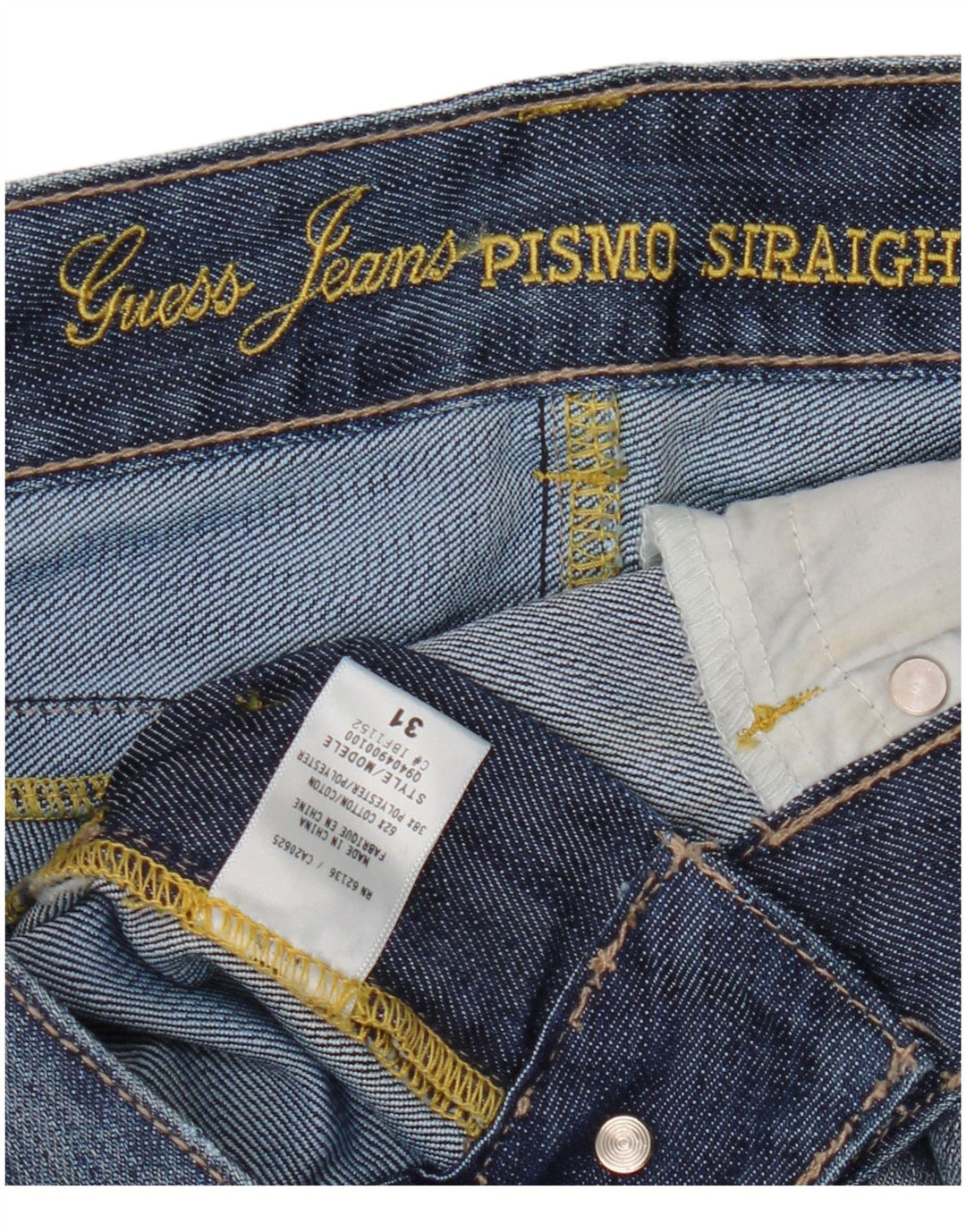 GUESS Womens Pismo Straight Jeans W31 L33 Blue Cotton