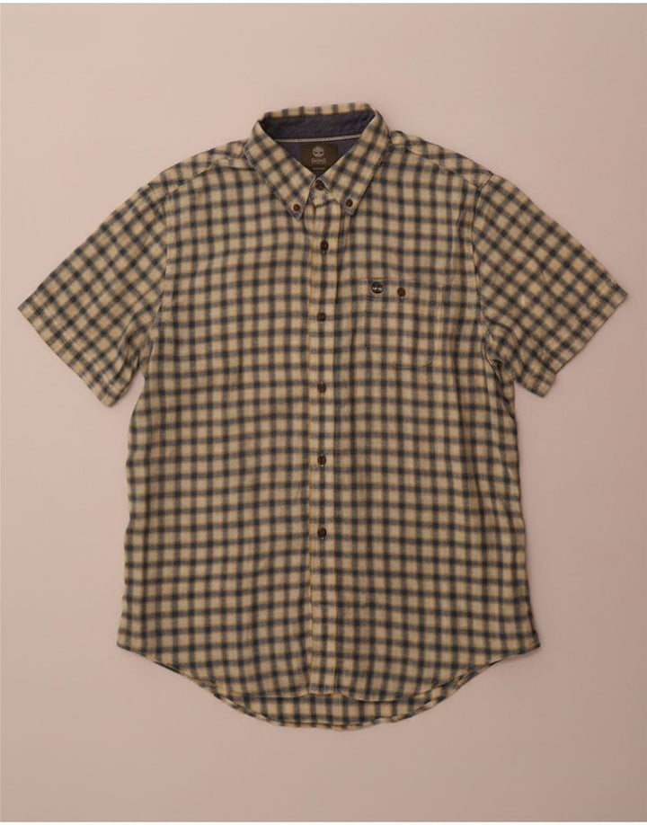 Timberland Mens Earthkeepers Short Sleeve Shirt Small Yellow Check