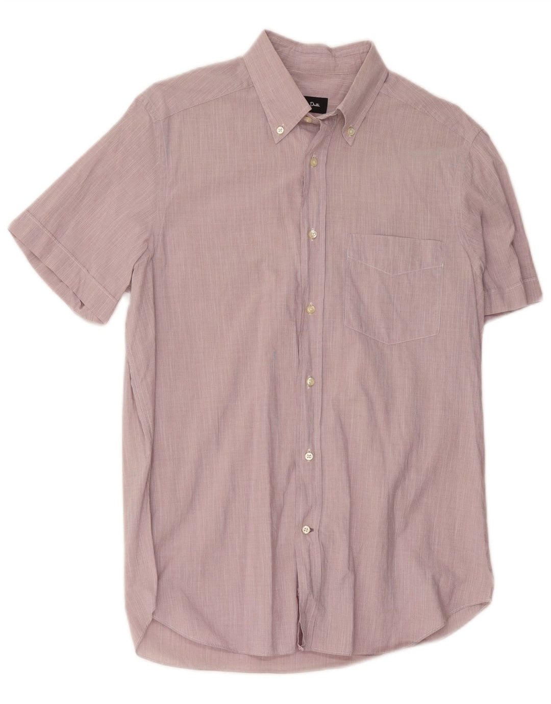 Massimo Dutti Mens Short Sleeve Shirt Medium Pink Pinstripe Cotton
