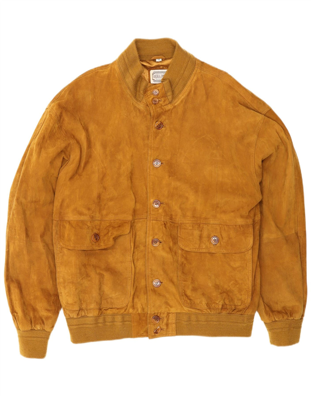 VINTAGE Mens Suede Bomber Jacket IT 50 Large Brown Leather