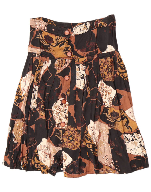 Vintage Womens Midi Pleated Skirt Medium W28 Brown Retro