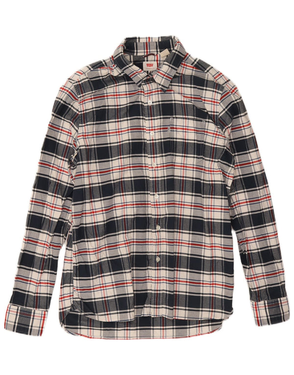 Levi's Mens Shirt Large Navy Blue Check Cotton