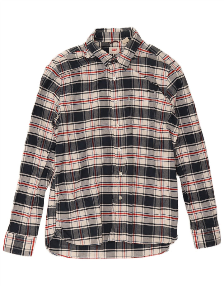 Levi's Mens Shirt Large Navy Blue Check Cotton