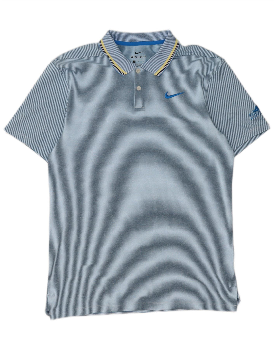 Nike Mens Dri Fit Polo Shirt Small Blue Striped Polyester
