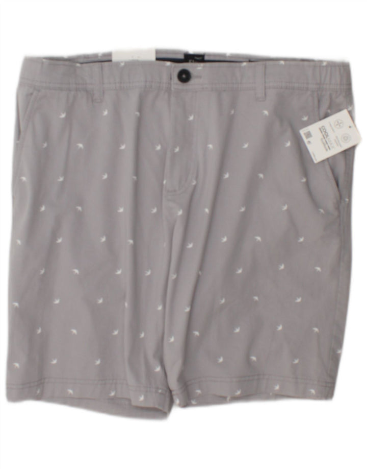 C & A Mens Abstract Pattern Slim Chino Shorts W38 XL Grey Cotton
