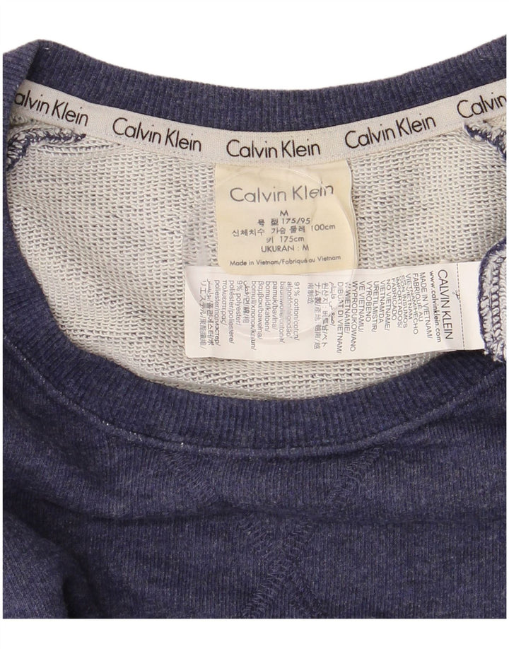 CALVIN KLEIN Mens Graphic Sweatshirt Jumper Medium Navy Blue Colourblock