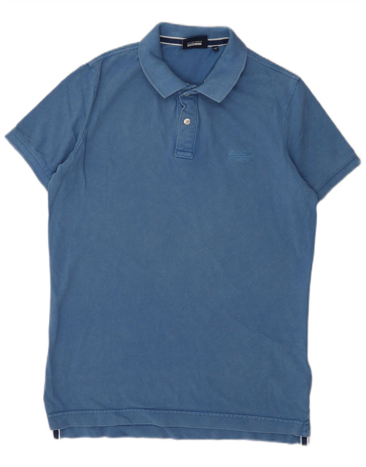 Superdry Mens Polo Shirt Large Blue Cotton