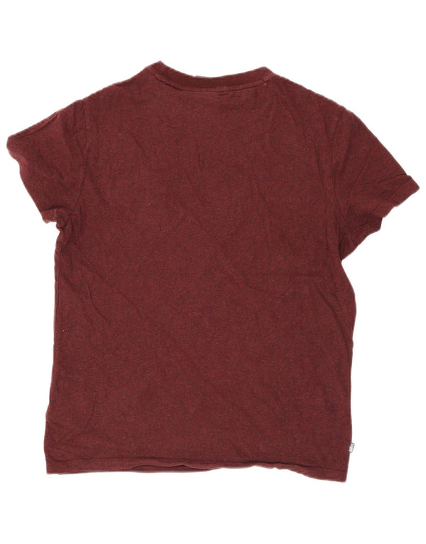 Superdry Mens T-Shirt Top Medium Burgundy Flecked Cotton