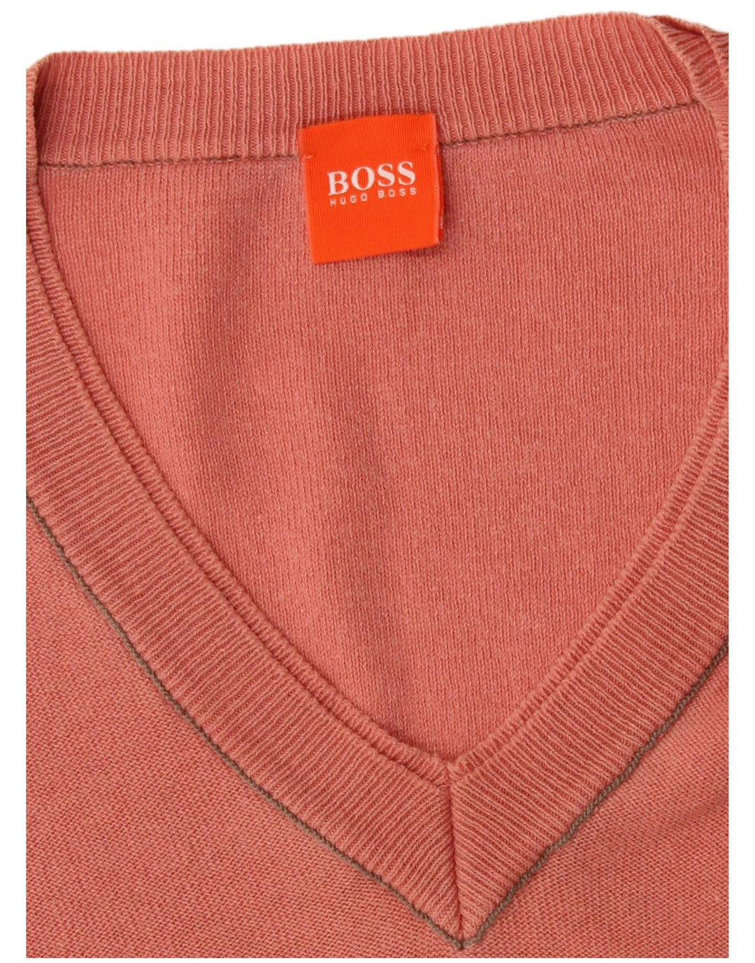 Hugo Boss Mens V-Neck Jumper Sweater Medium Pink