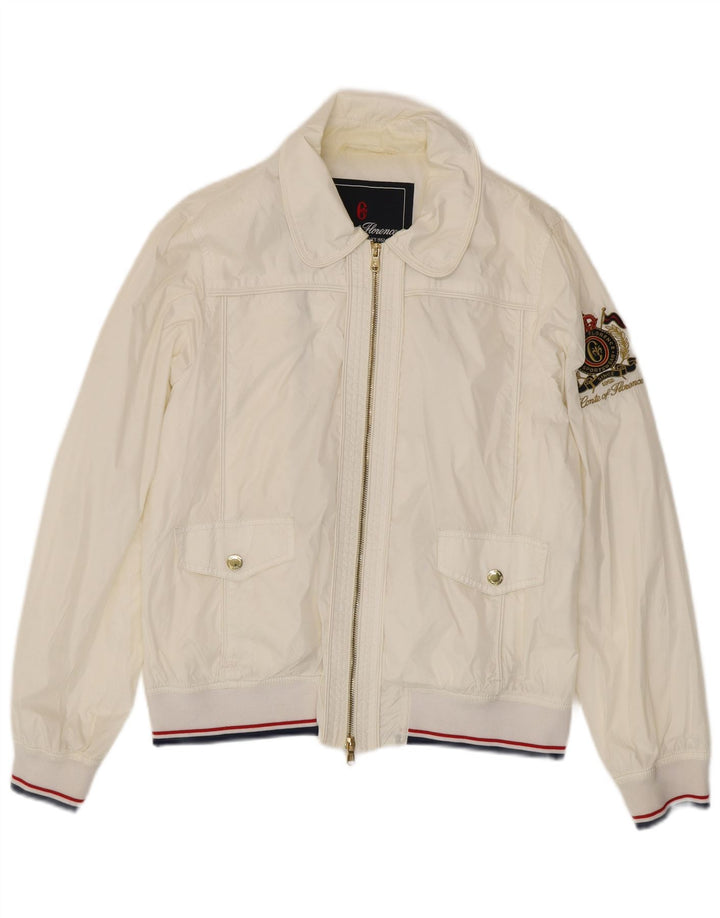 Conte of Florence Womens Graphic Bomber Jacket IT 48 XL White Polyamide