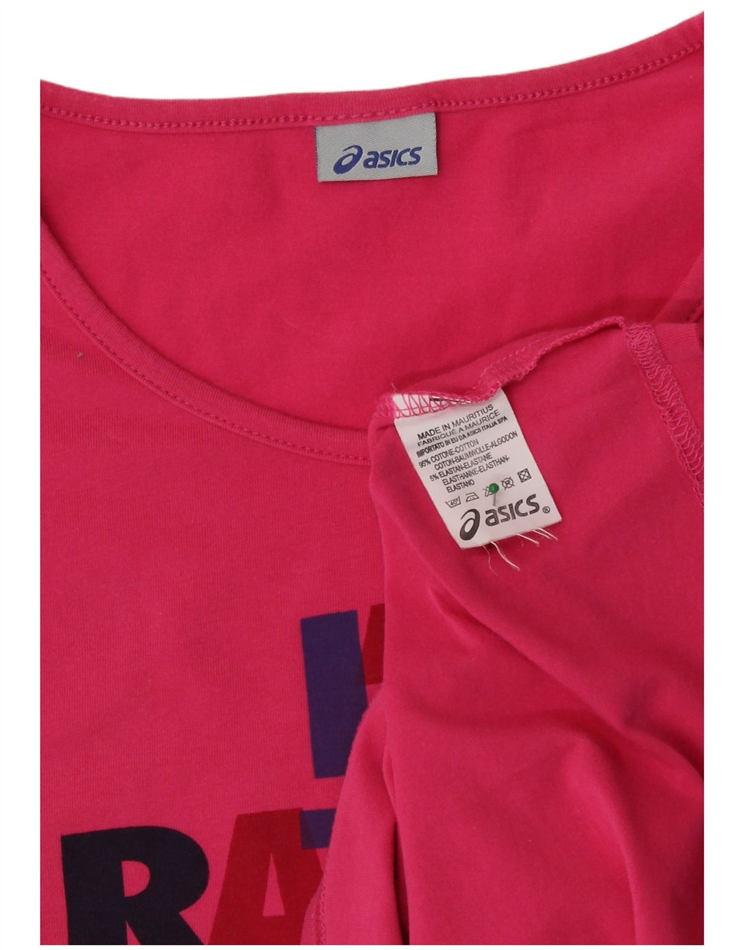 ASICS Womens Graphic T-Shirt Top UK 12 Medium Pink Cotton