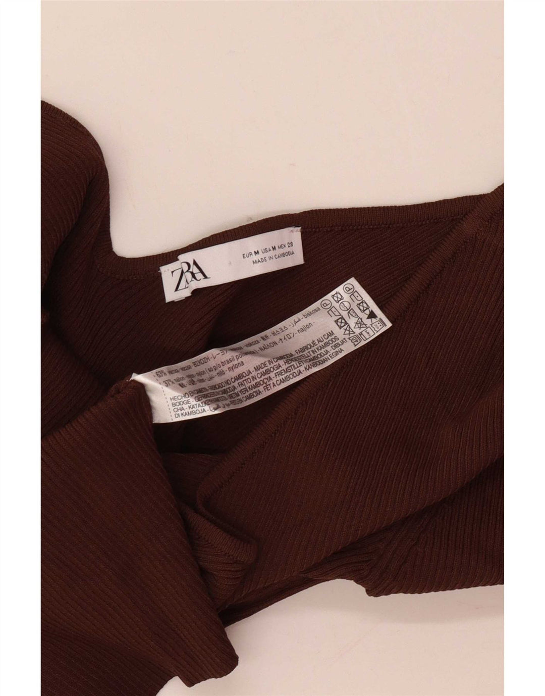 Zara Womens One Shoulder Top UK 12 Medium Brown Viscose