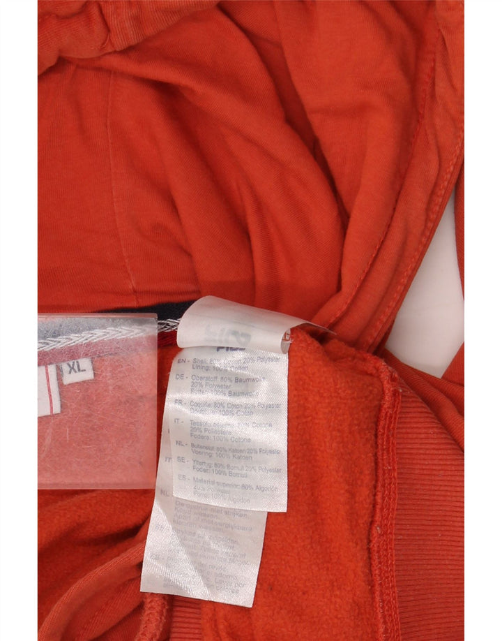 FILA Mens Graphic Hoodie Jumper XL Orange Cotton