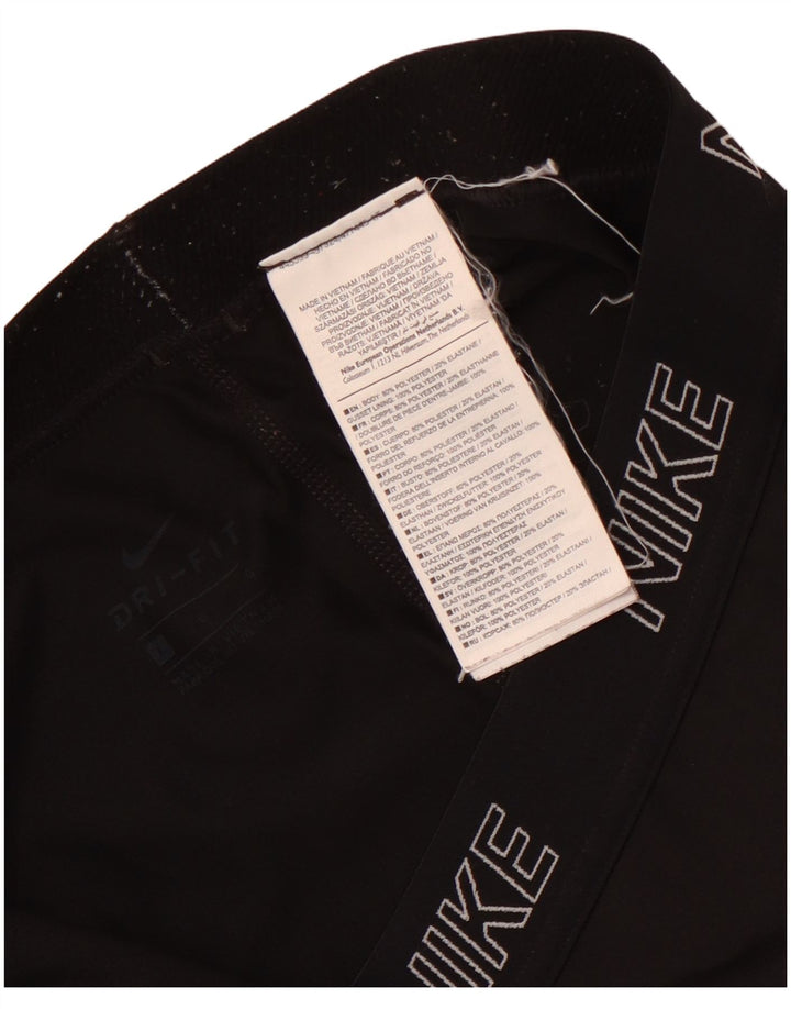 Nike Womens Dri Fit Graphic Leggings UK 14 Large  Black Polyester