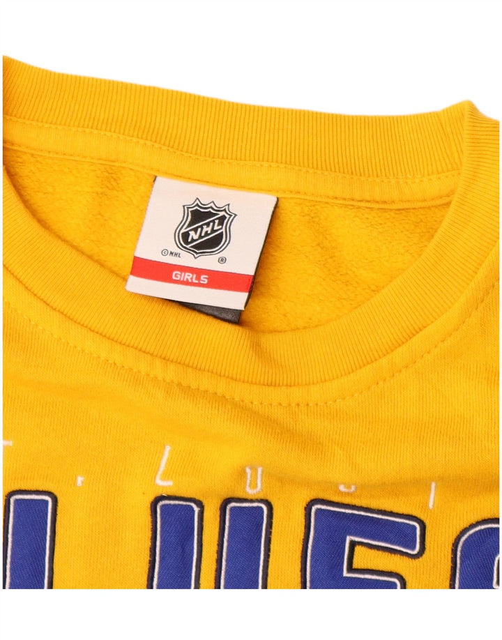 NHL Girls Crop Graphic Sweatshirt Jumper 7-8 Years Yellow Colourblock