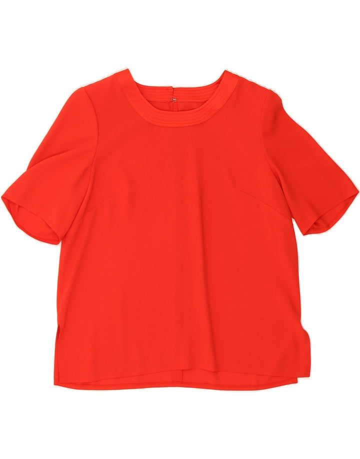 VINTAGE Womens Short Sleeve Blouse Top UK 14 Large Red Polyester Vintage Vintage and Second-Hand Vintage from Messina Hembry 