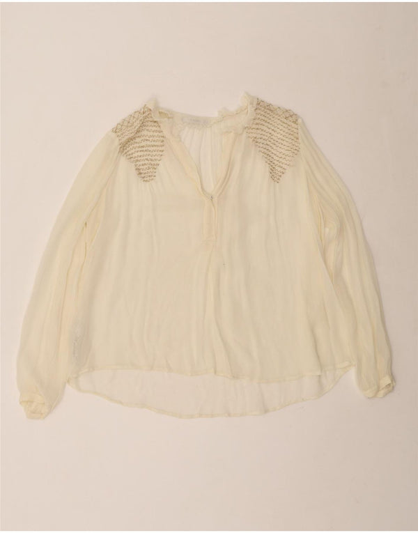 Mango Womens See Through Blouse Top UK 12 Medium Off White Viscose