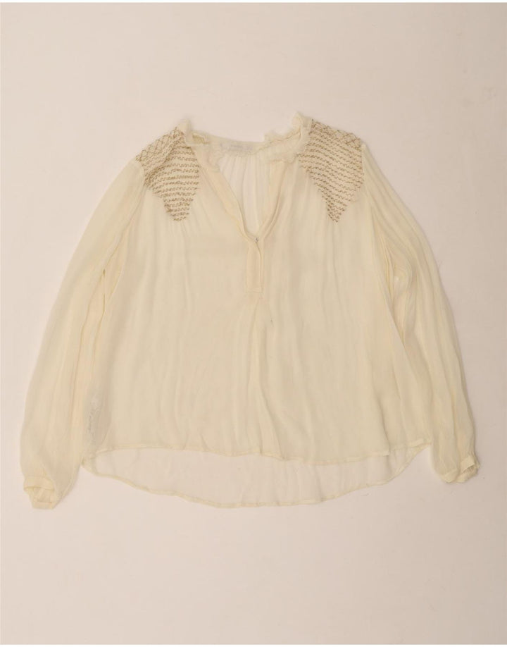 Mango Womens See Through Blouse Top UK 12 Medium Off White Viscose