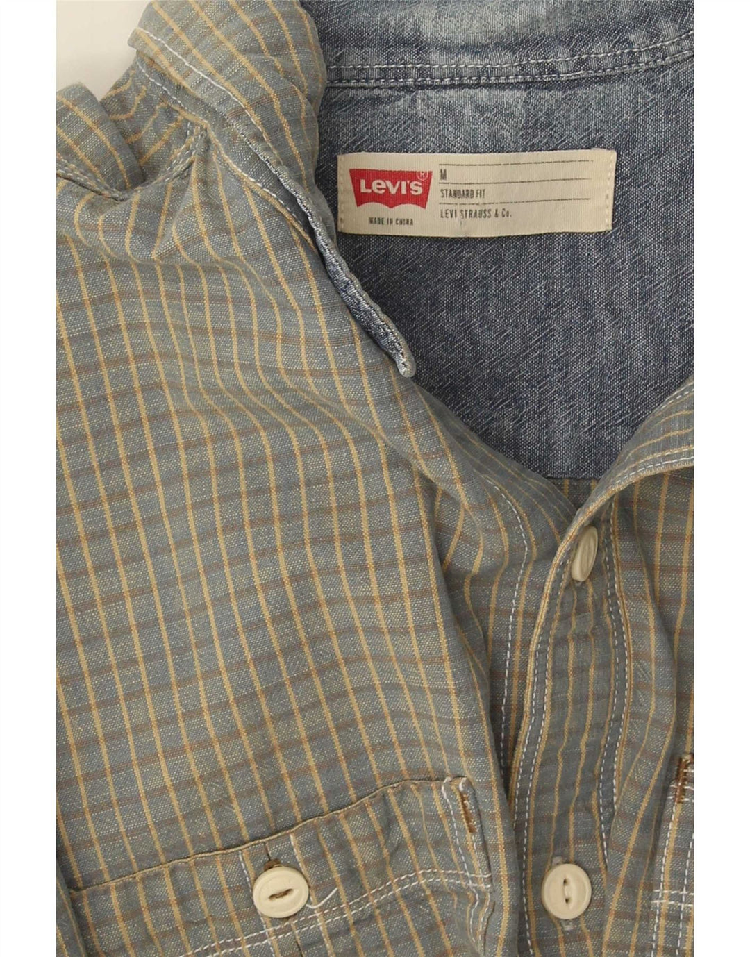Levi's Mens Standard Fit Shirt Medium Blue Check