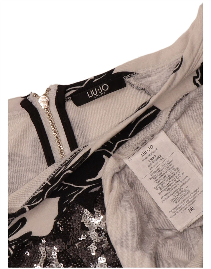 LIU JO Womens Sweatshirt Jumper UK 10 Small White Floral Viscose