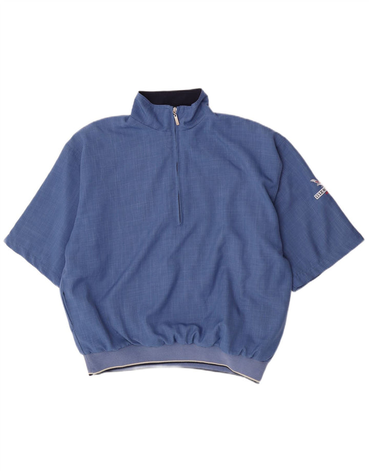 Lyle & Scott Mens Short Sleeve Zip Neck Pullover Tracksuit Top Medium Blue
