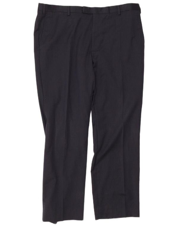 Marks & Spencer Mens Autograph Suit Trousers W40 L31 Navy Blue Striped