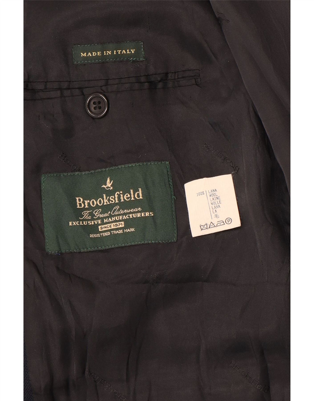 Brooksfield Mens 3 Button Blazer Jacket UK 40 Large Navy Blue Wool