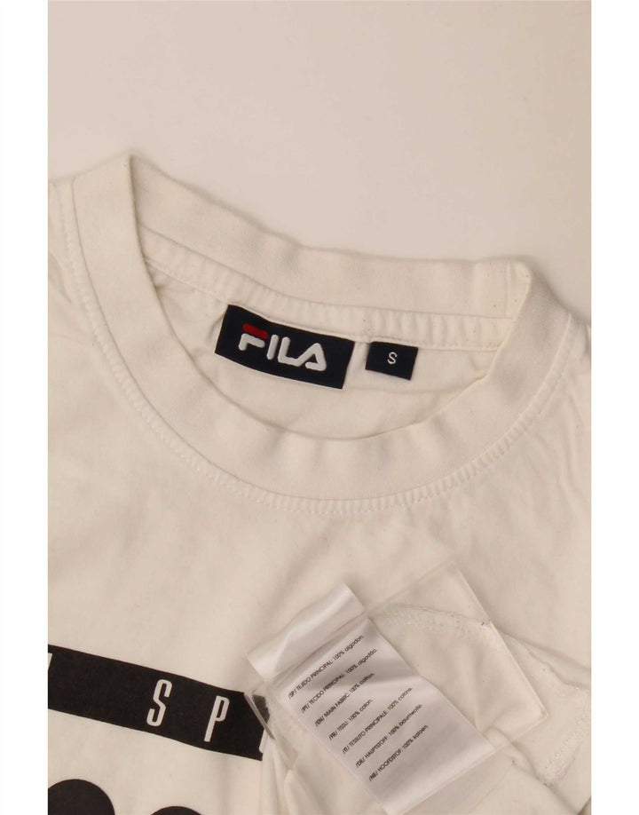 Fila Mens Graphic T-Shirt Top Small White Cotton