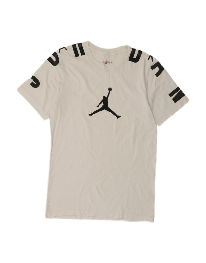 JORDAN Mens Graphic T-Shirt Top Small White Cotton