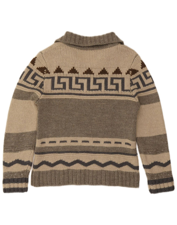 Vintage Mens Button Neck Jumper Sweater IT 50 Medium Grey Fair Isle