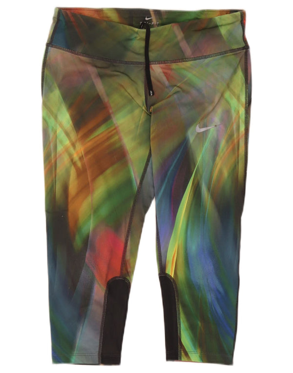 Nike Womens Dri Fit Capri Leggings UK 14 Medium Multicoloured Tie Dye
