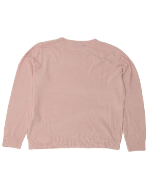 Marks & Spencer Womens Crew Neck Jumper Sweater UK 16 Large Pink Acrylic