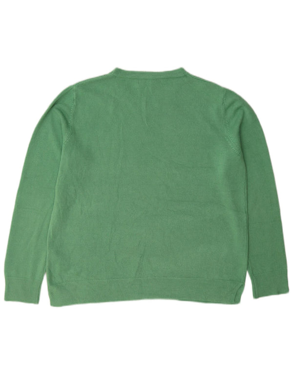Marks & Spencer Womens Crew Neck Jumper Sweater UK 16 Large Green Acrylic