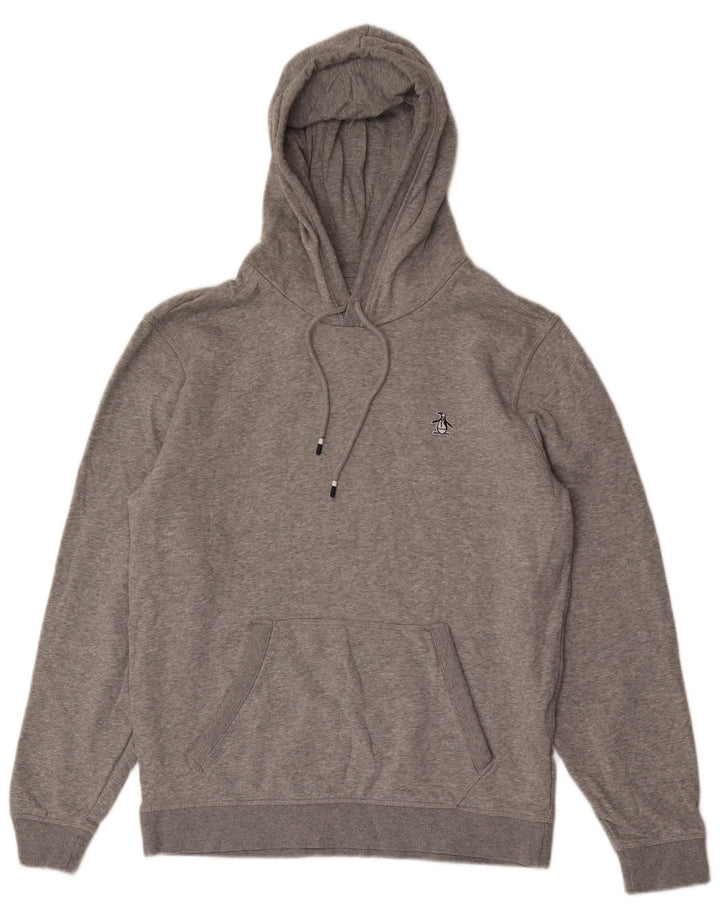 Penguin Mens Hoodie Jumper Medium Grey Cotton