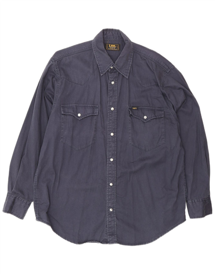 Lee Mens Shirt Medium Navy Blue Cotton