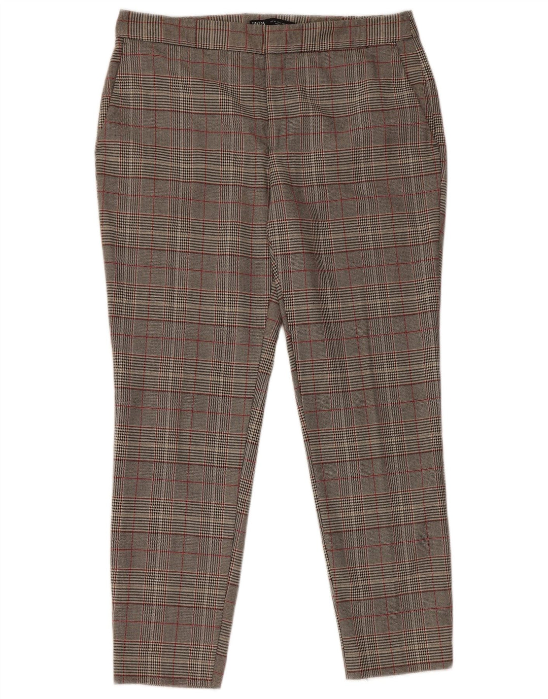 Zara Womens Slim Chino Trousers EU 40 Medium W30 L27 Grey Houndstooth