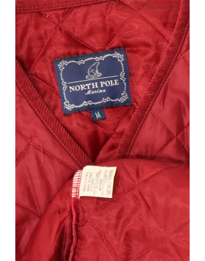 North Pole Mens Quilted Gilet UK 38 Medium Red Nylon