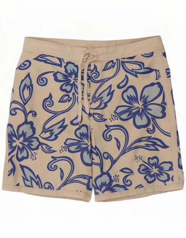 Sundek Mens Swimming Shorts Medium Off White Floral Polyester