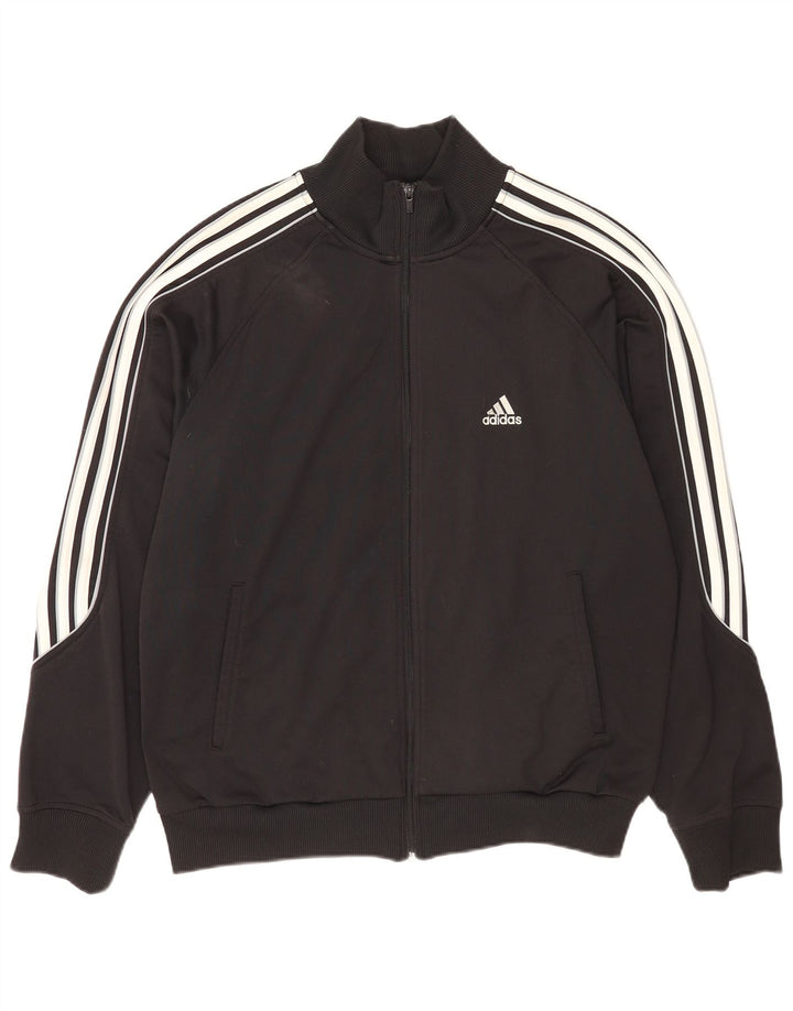 Adidas Mens Tracksuit Top Jacket UK 44/46 Large Black Polyester