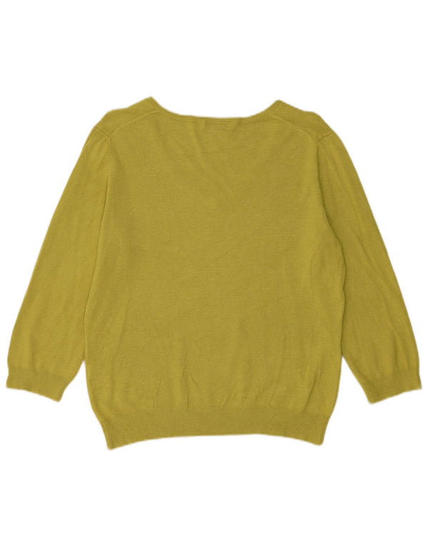 Marks & Spencer Womens Crop V-Neck Jumper Sweater UK 16 Large Green