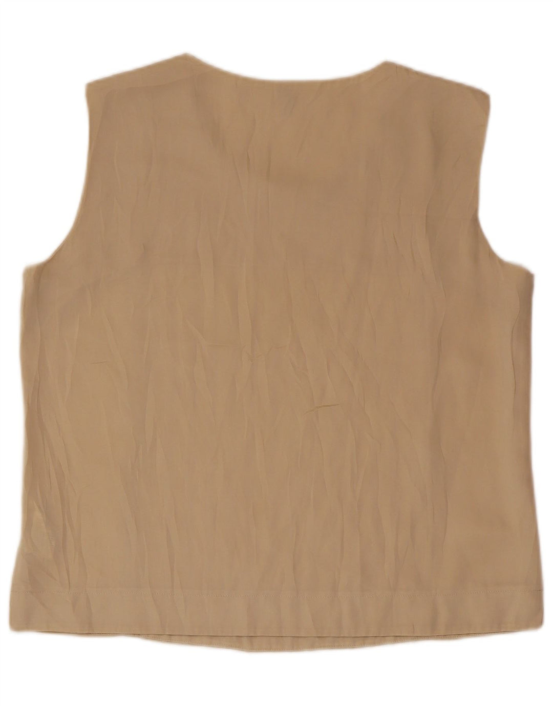 BENETTON Womens Sleeveless Blouse Top UK 16 Large Beige Polyester